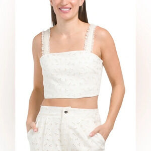 House of Harlow 1960 Eyelet Crop Top - Size M - White‎ - NWT